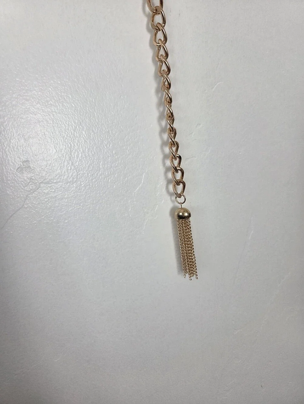 NEW Vince Camuto Gold Metal Chain Hook Belt Purse Strap Tassle Boho Indie M/L